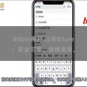 Bitpie用户 选择Bitpie：安全可靠，便捷易用。